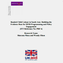 Cover of bonded child labour in South Asia: Building the evidence base for DFID programming and policy engagement