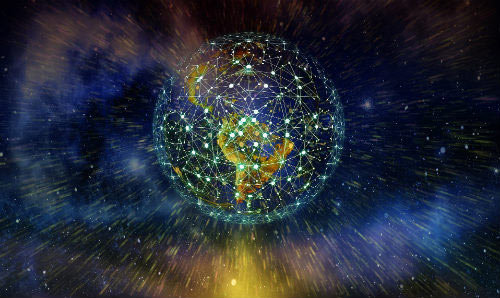 networked world globe in space